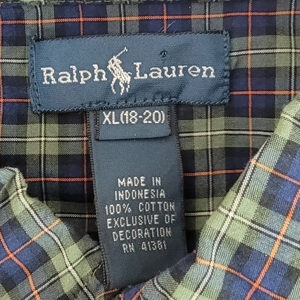 Polo Ralph Lauren Boys Long Sleeve Plaid Button-Down‎ Shirt Size XL (18-20) NEW